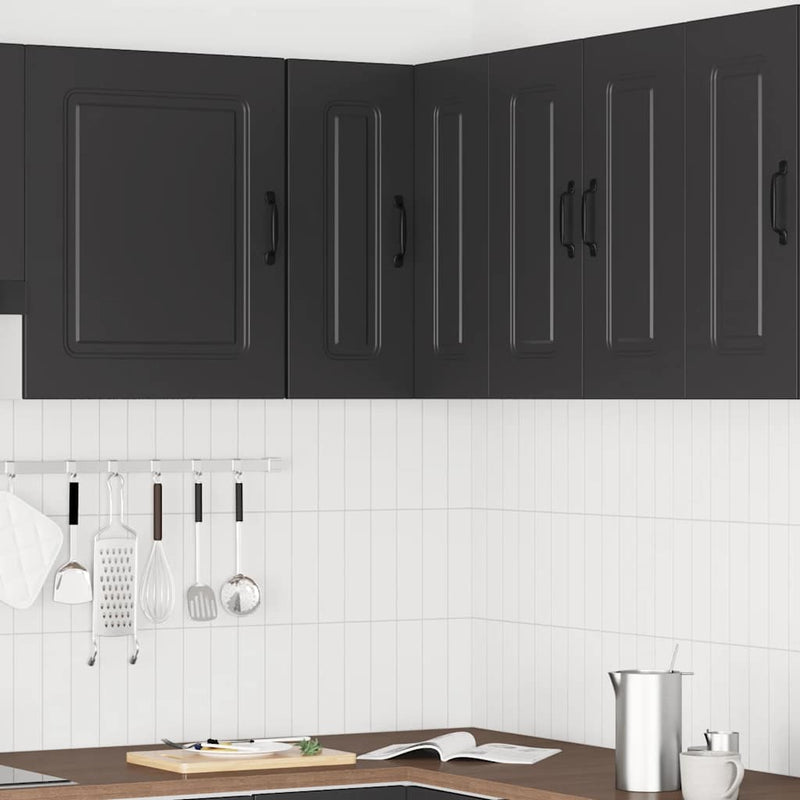 vidaXL Kitchen Wall Corner Cabinet "Kalmar" Black Engineered Wood