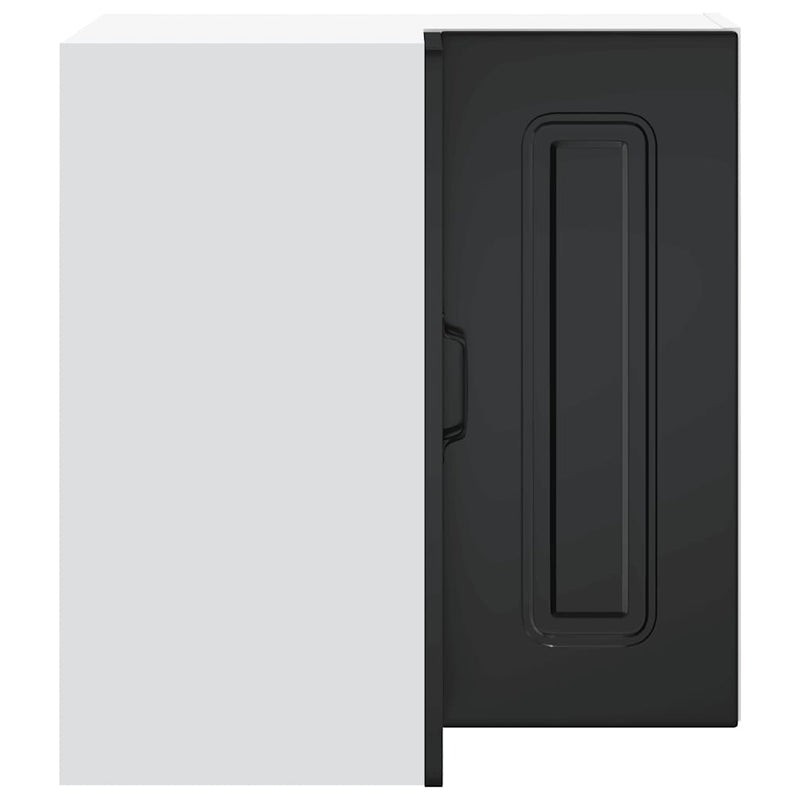 vidaXL Kitchen Wall Corner Cabinet "Kalmar" Black Engineered Wood
