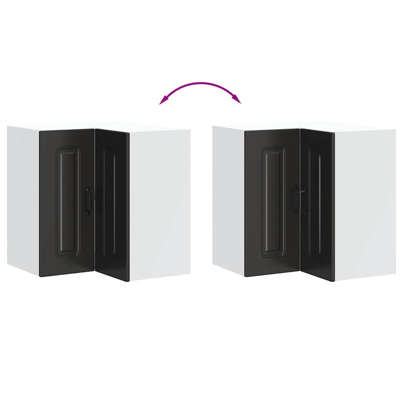 vidaXL Kitchen Wall Corner Cabinet "Kalmar" Black Engineered Wood