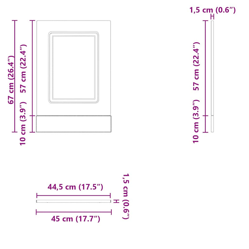 vidaXL Dishwasher Panel "Kalmar" Black 45x1,5x67 cm Engineered Wood