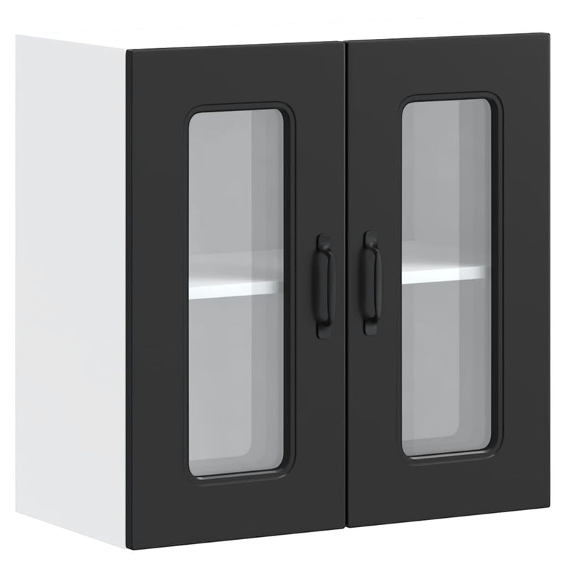 vidaXL Kitchen Wall Cabinet with Glass Door "Kalmar" Black Engineered Wood