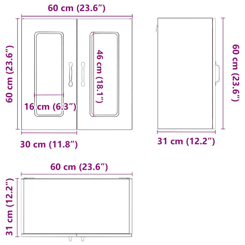 vidaXL Kitchen Wall Cabinet with Glass Door "Kalmar" Black Engineered Wood