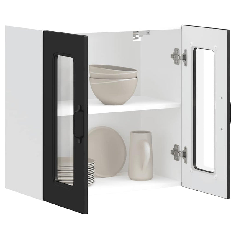 vidaXL Kitchen Wall Cabinet with Glass Door "Kalmar" Black Engineered Wood
