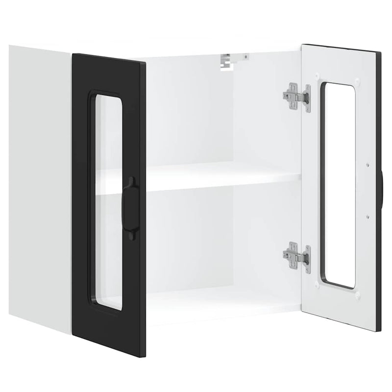 vidaXL Kitchen Wall Cabinet with Glass Door "Kalmar" Black Engineered Wood