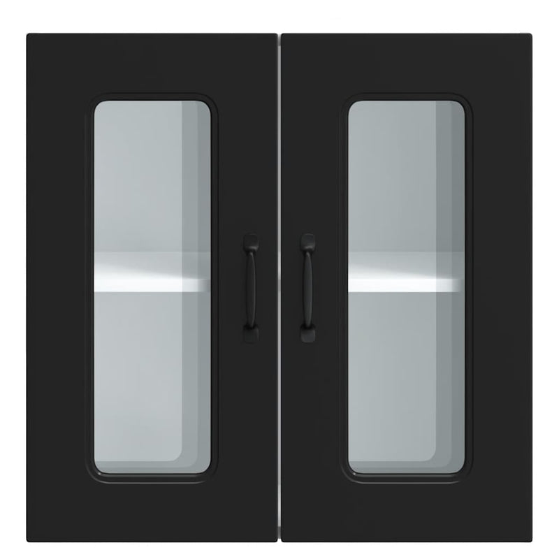 vidaXL Kitchen Wall Cabinet with Glass Door "Kalmar" Black Engineered Wood