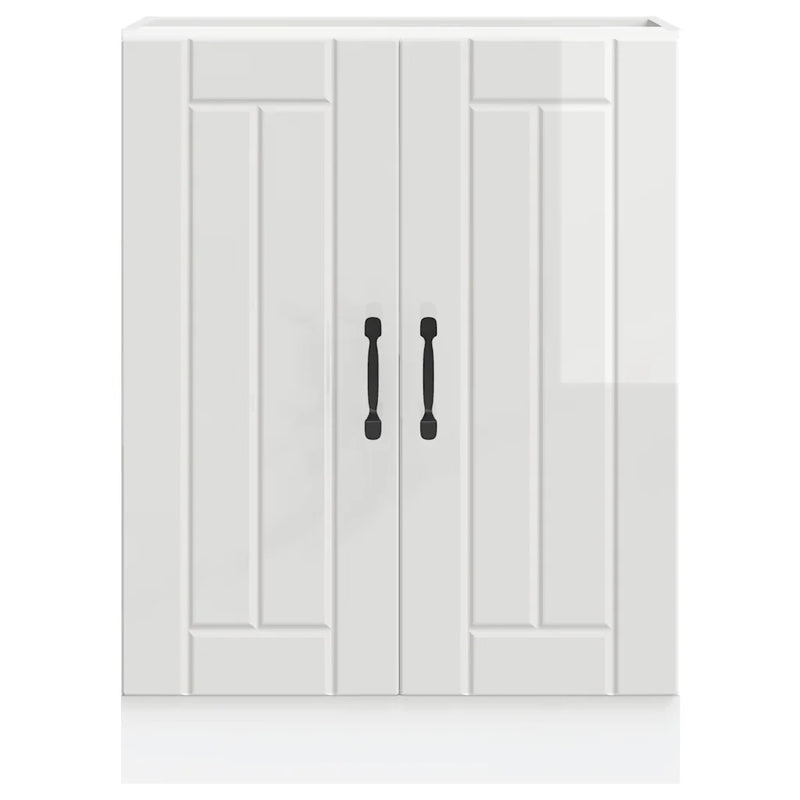 Sink Base Cabinet "Lucca" High Gloss White Engineered Wood