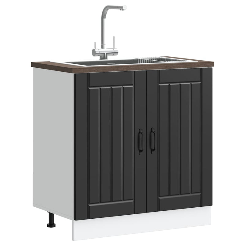 vidaXL Sink Base Cabinet "Lucca" Black Engineered Wood