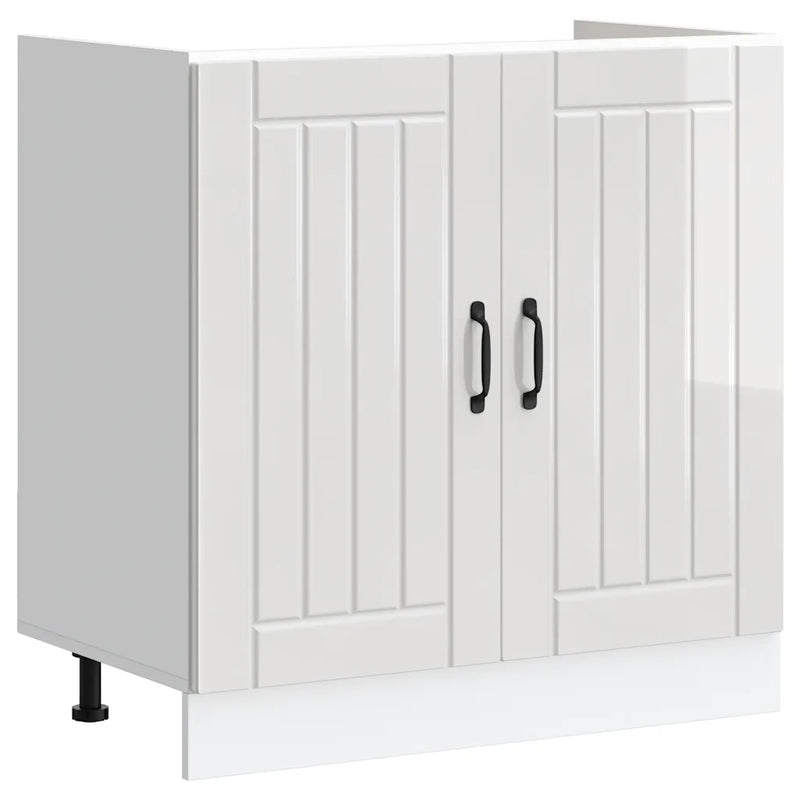Sink Base Cabinet "Lucca" High Gloss White Engineered Wood