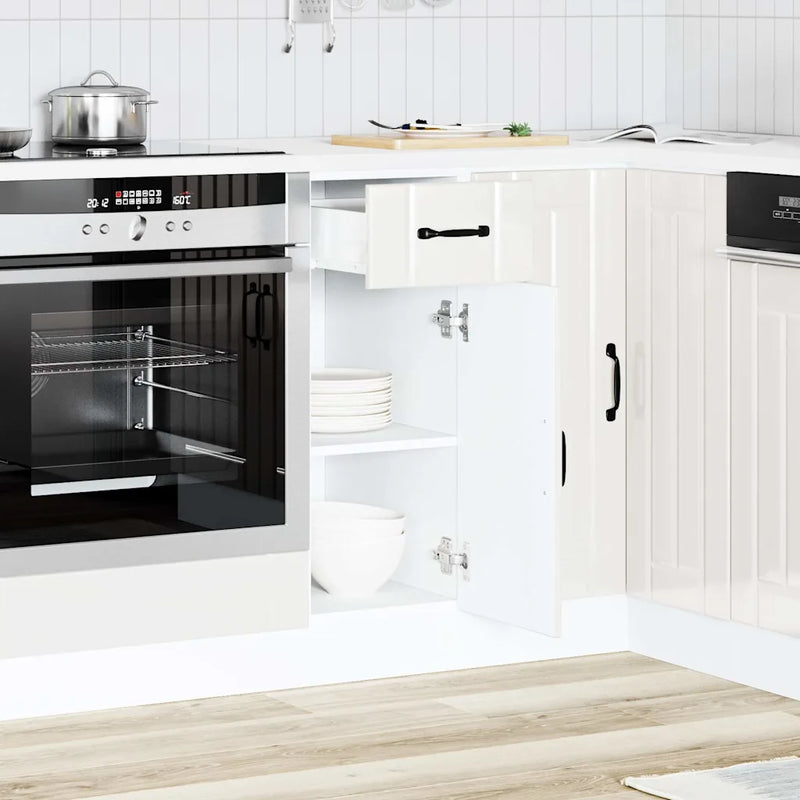 Kitchen Base Cabinet "Lucca" High Gloss White Engineered Wood