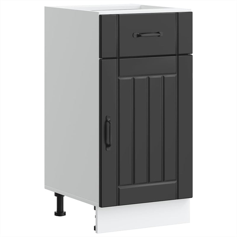 vidaXL Kitchen Base Cabinet "Lucca" Black Engineered Wood