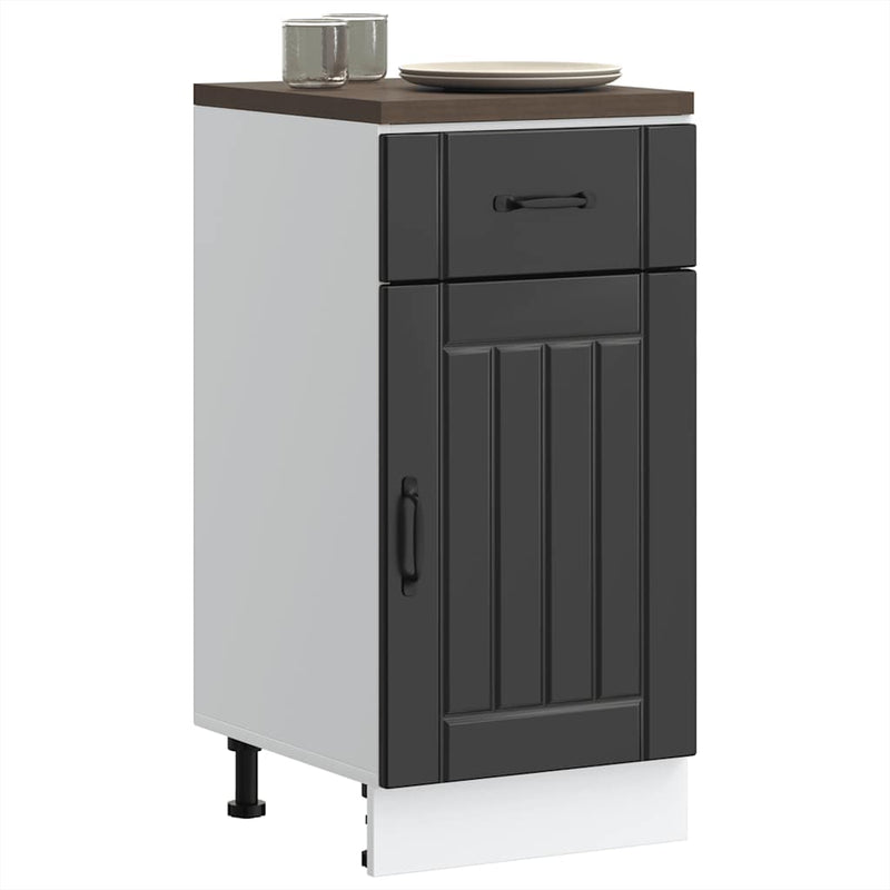 vidaXL Kitchen Base Cabinet "Lucca" Black Engineered Wood