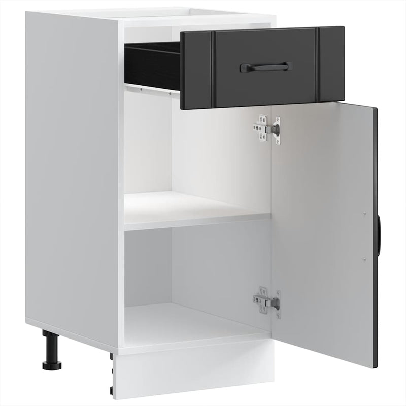 vidaXL Kitchen Base Cabinet "Lucca" Black Engineered Wood