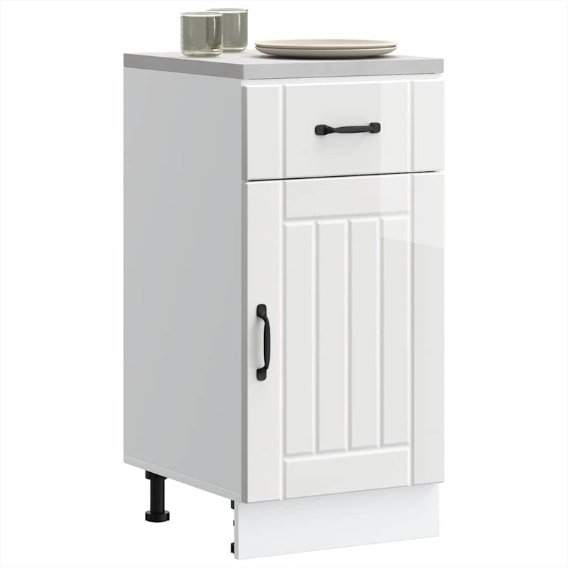 vidaXL Kitchen Base Cabinet "Lucca" High Gloss White Engineered Wood