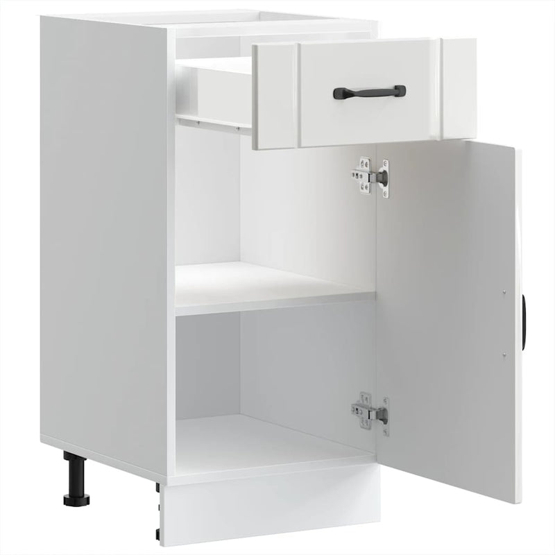 vidaXL Kitchen Base Cabinet "Lucca" High Gloss White Engineered Wood