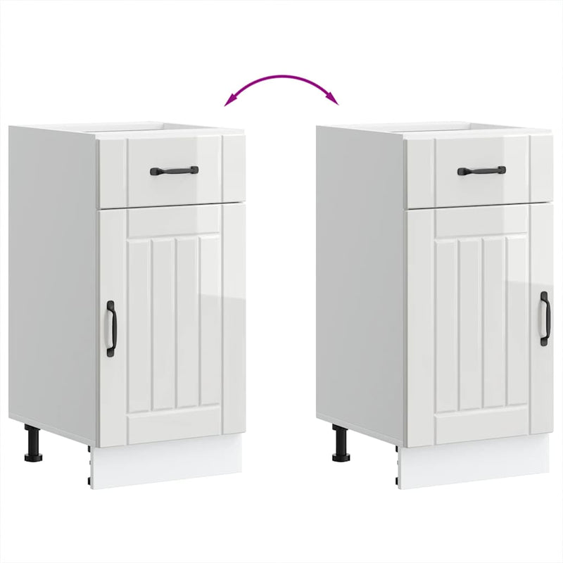 vidaXL Kitchen Base Cabinet "Lucca" High Gloss White Engineered Wood
