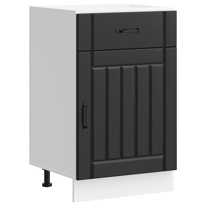 vidaXL Kitchen Base Cabinet "Lucca" Black Engineered Wood