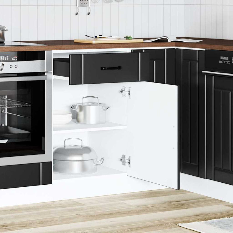 vidaXL Kitchen Base Cabinet "Lucca" Black Engineered Wood