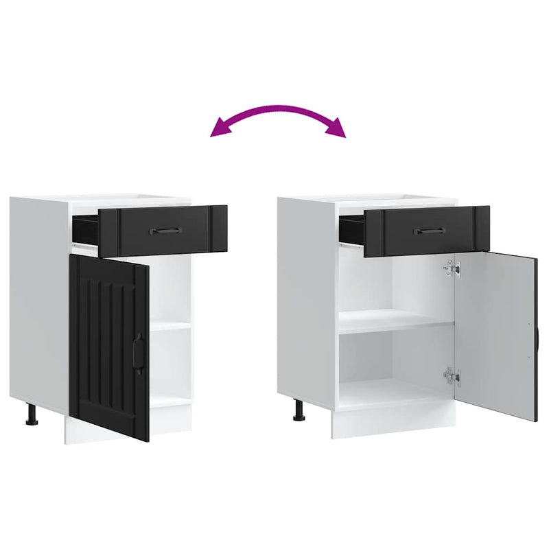 vidaXL Kitchen Base Cabinet "Lucca" Black Engineered Wood
