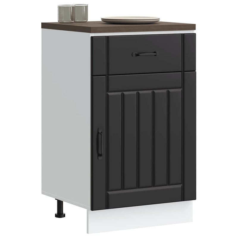 vidaXL Kitchen Base Cabinet "Lucca" Black Engineered Wood