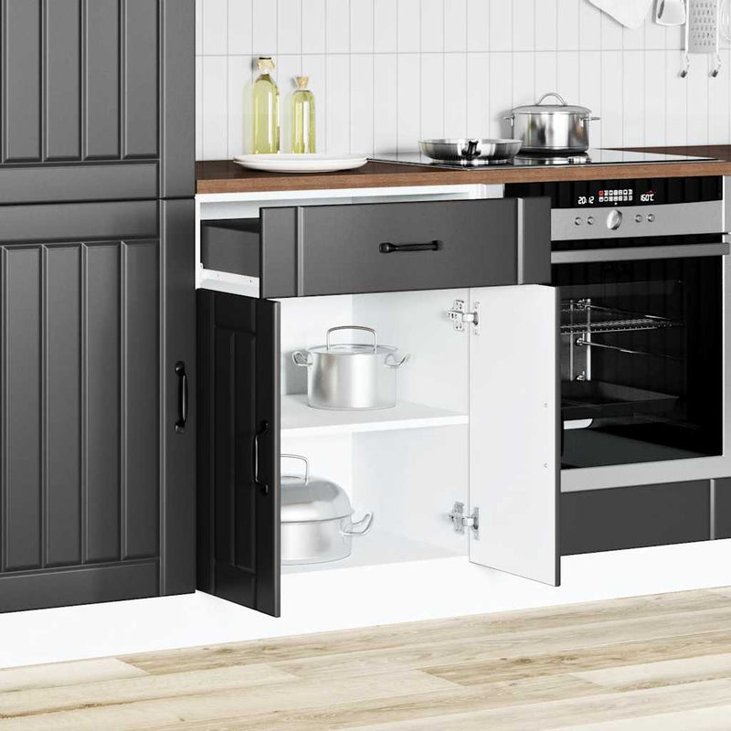 vidaXL Kitchen Base Cabinet "Lucca" Black Engineered Wood