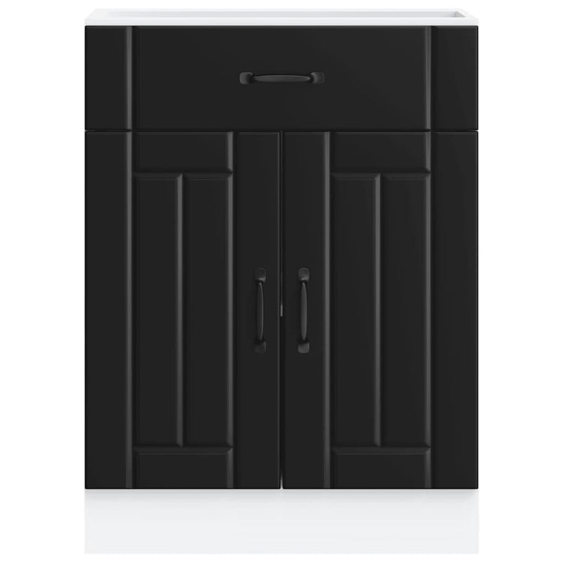 vidaXL Kitchen Base Cabinet "Lucca" Black Engineered Wood