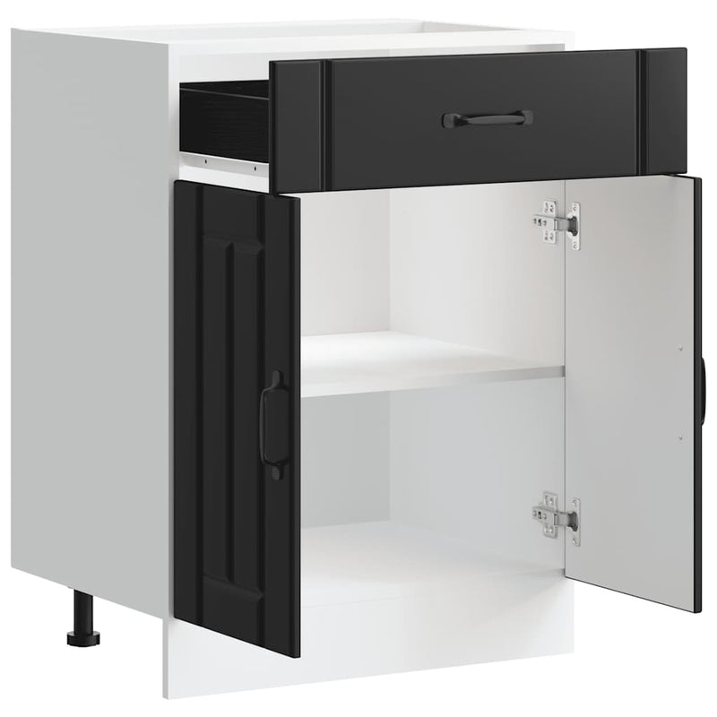 vidaXL Kitchen Base Cabinet "Lucca" Black Engineered Wood