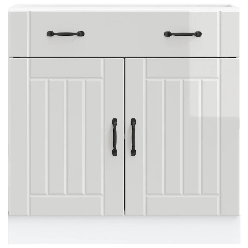 Kitchen Base Cabinet "Lucca" High Gloss White Engineered Wood