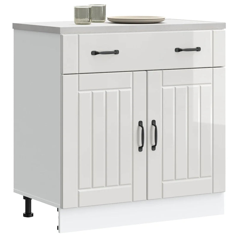 Kitchen Base Cabinet "Lucca" High Gloss White Engineered Wood