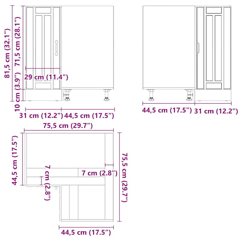 vidaXL Kitchen Corner Base Cabinet Lucca White Engineered Wood