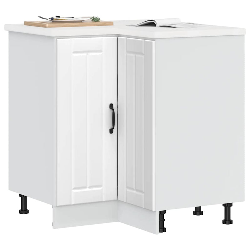 vidaXL Kitchen Corner Base Cabinet Lucca White Engineered Wood