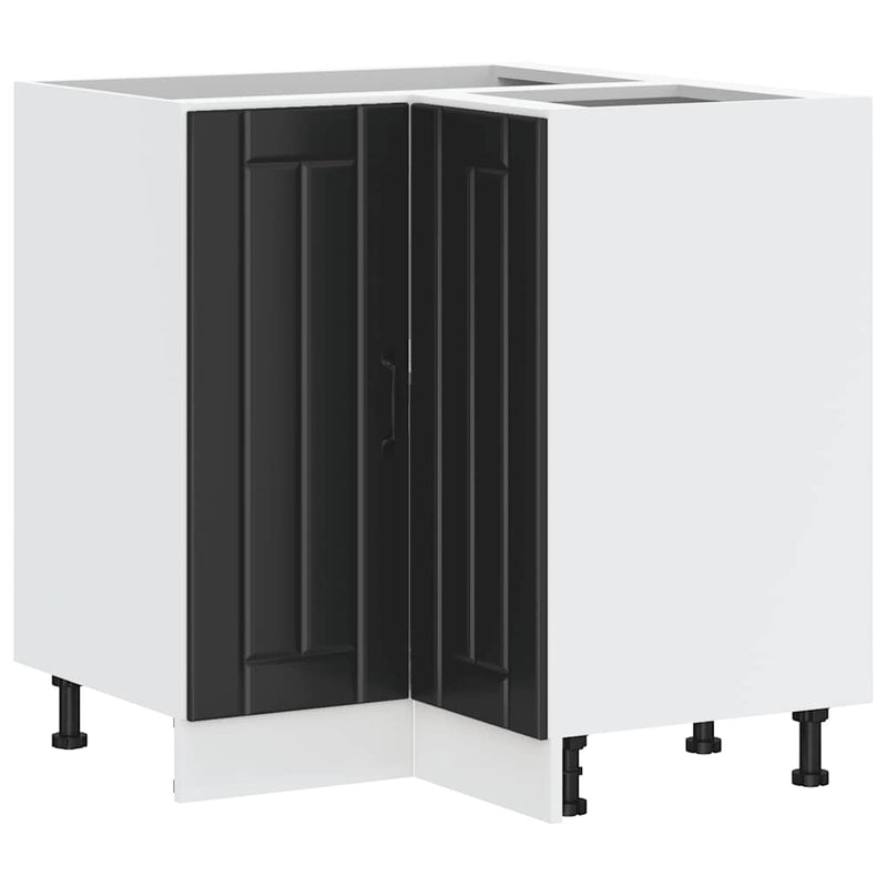 vidaXL Kitchen Corner Base Cabinet "Lucca" Black Engineered Wood