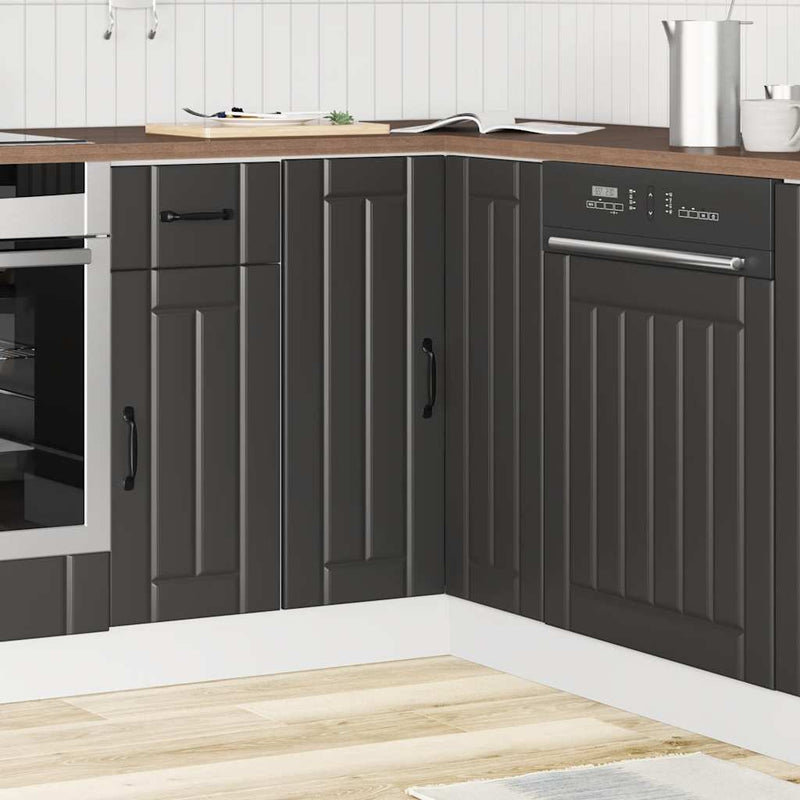 vidaXL Kitchen Corner Base Cabinet "Lucca" Black Engineered Wood