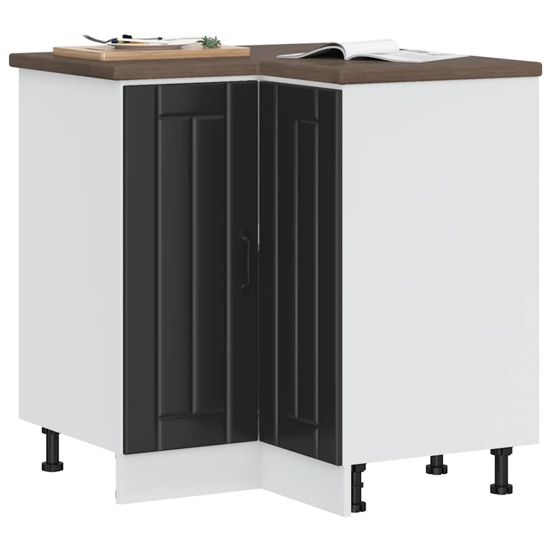 vidaXL Kitchen Corner Base Cabinet "Lucca" Black Engineered Wood