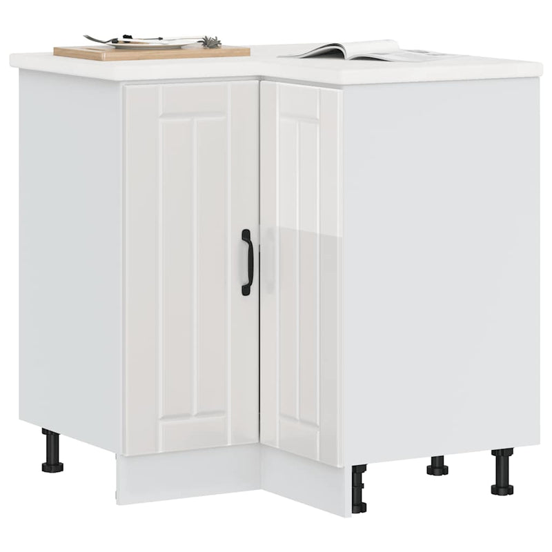 vidaXL Kitchen Corner Base Cabinet "Lucca" High Gloss White Engineered Wood