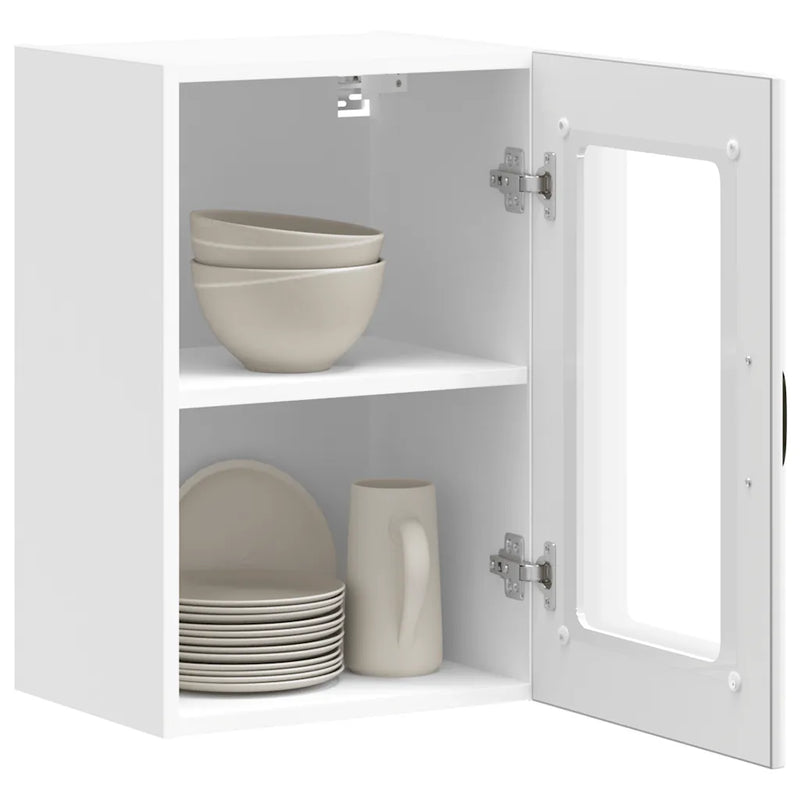 Kitchen Wall Cabinet with Glass Door Lucca White