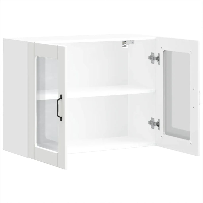 Kitchen Wall Cabinet with Glass Door Lucca White Engineered Wood