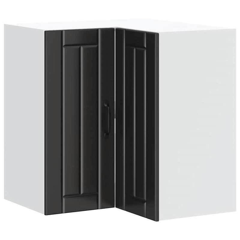 vidaXL Kitchen Wall Corner Cabinet "Lucca" Black Engineered Wood