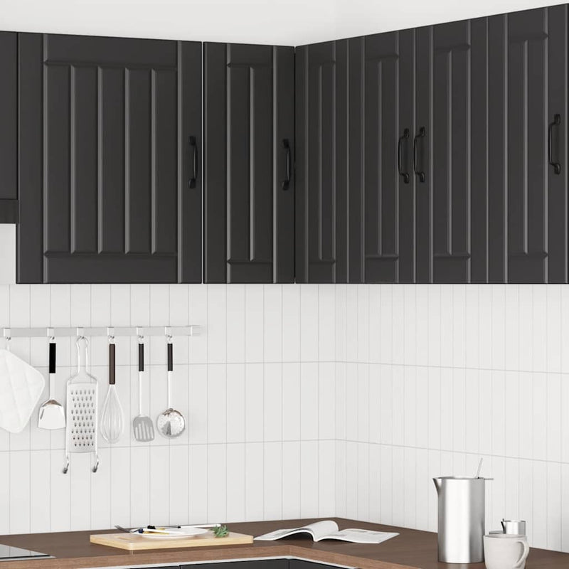 vidaXL Kitchen Wall Corner Cabinet "Lucca" Black Engineered Wood