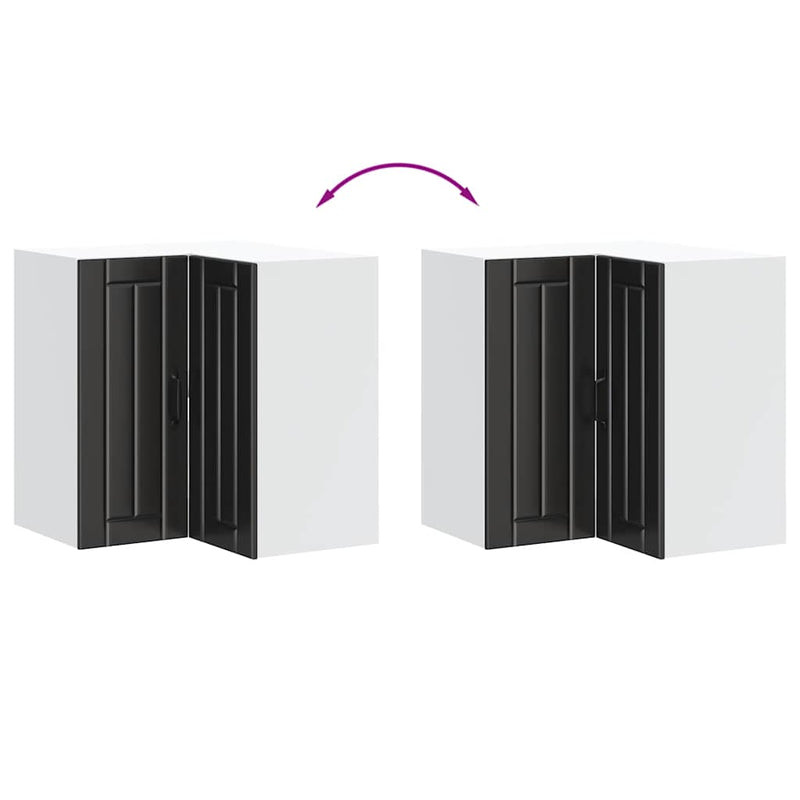 vidaXL Kitchen Wall Corner Cabinet "Lucca" Black Engineered Wood