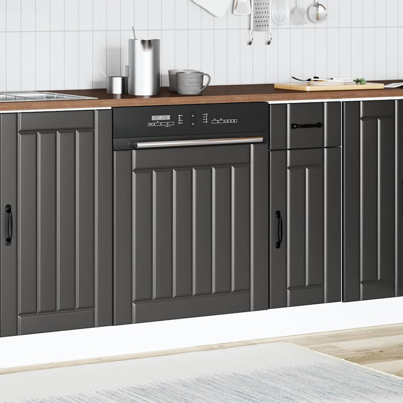 vidaXL Dishwasher Panel "Lucca" Black Engineered Wood