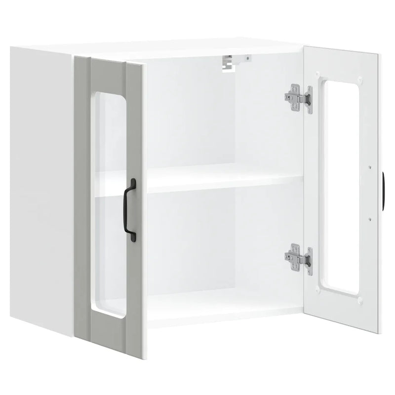 Kitchen Wall Cabinet with Glass Door Lucca White Engineered Wood
