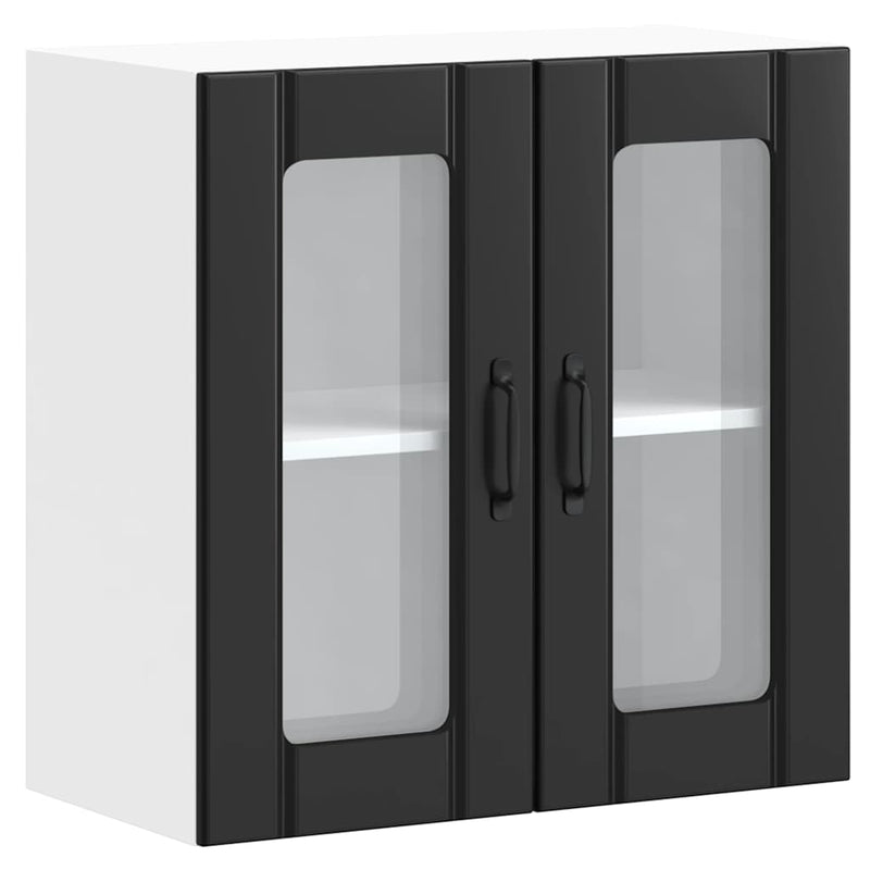 vidaXL Kitchen Wall Cabinet with Glass Door "Lucca" Black Engineered Wood