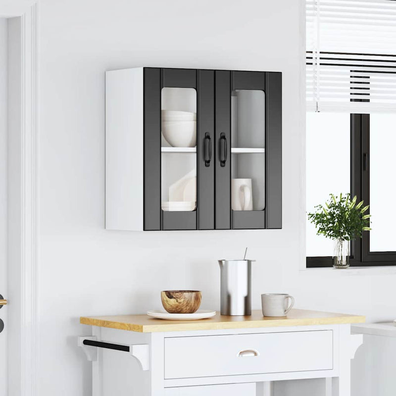 vidaXL Kitchen Wall Cabinet with Glass Door "Lucca" Black Engineered Wood