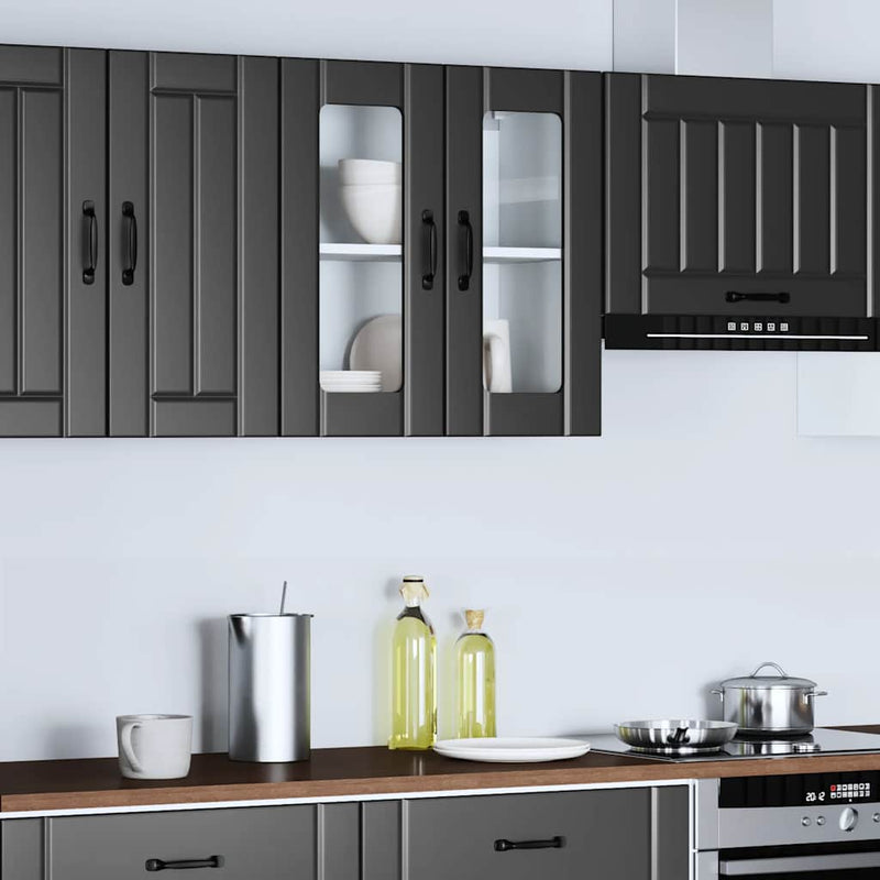 vidaXL Kitchen Wall Cabinet with Glass Door "Lucca" Black Engineered Wood