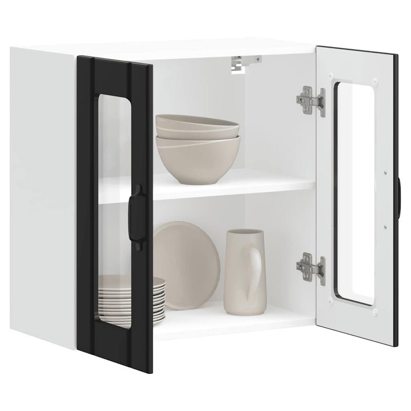 vidaXL Kitchen Wall Cabinet with Glass Door "Lucca" Black Engineered Wood