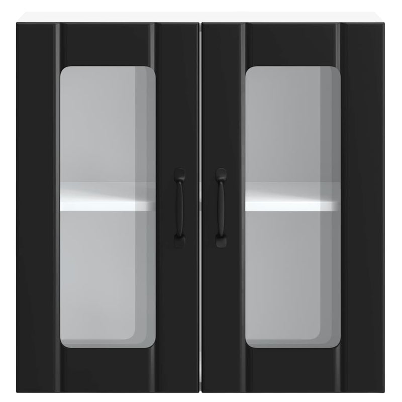 vidaXL Kitchen Wall Cabinet with Glass Door "Lucca" Black Engineered Wood