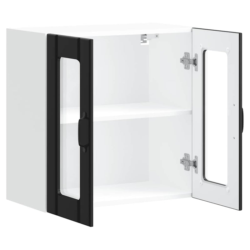 vidaXL Kitchen Wall Cabinet with Glass Door "Lucca" Black Engineered Wood
