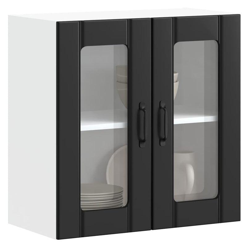 vidaXL Kitchen Wall Cabinet with Glass Door "Lucca" Black Engineered Wood
