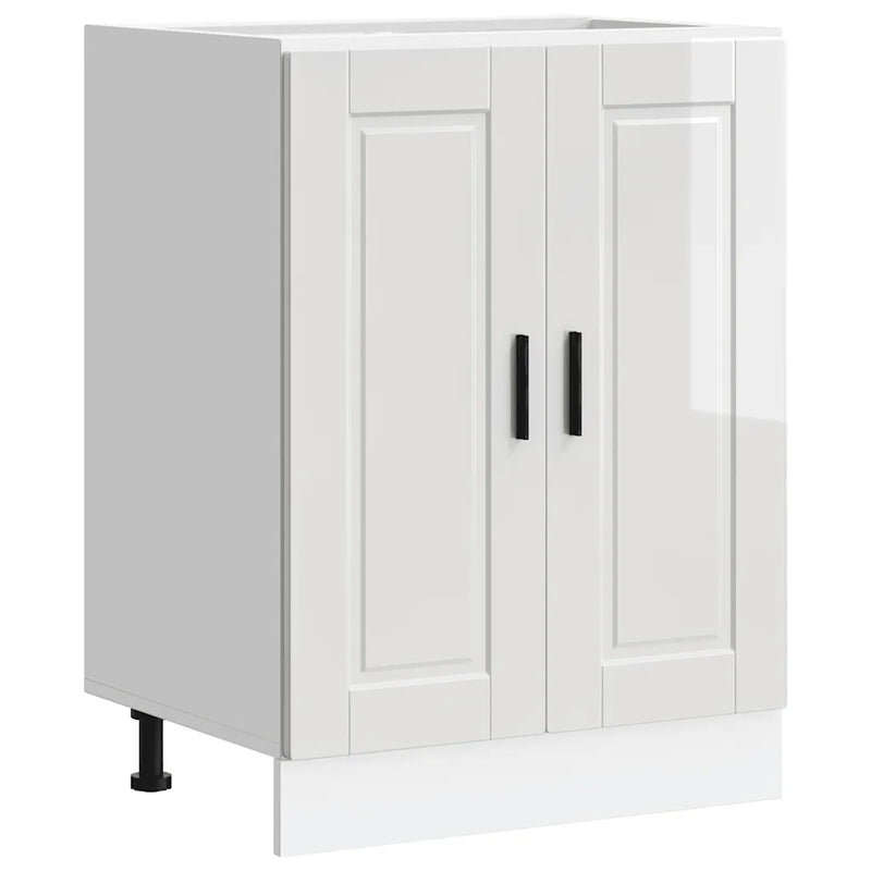 Kitchen Base Cabinet "Porto" High Gloss White Engineered Wood