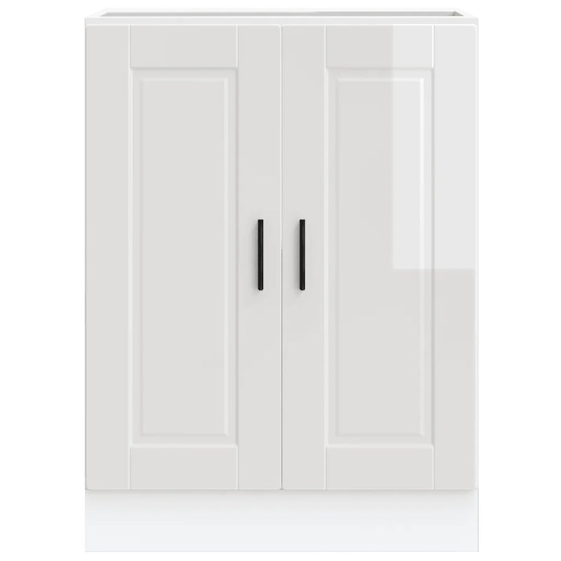 Kitchen Base Cabinet "Porto" High Gloss White Engineered Wood
